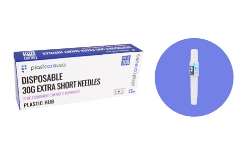 Dental Needle Plastic Hub 30ga X-Short 12mm Blue (100)