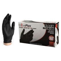 GlovePlus Black Nitrile PF Industrial Glove L (100)